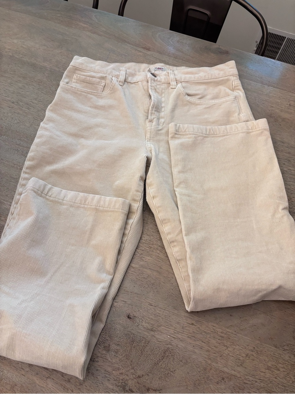 Farherty Cream Corduroy Women’s Jeans - Cropped boot cut fit. size 28